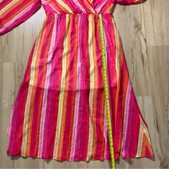 Curvy Maxi Stripe Dress -Red, Pink, Yellow Size 3XL - Picture 8 of 8